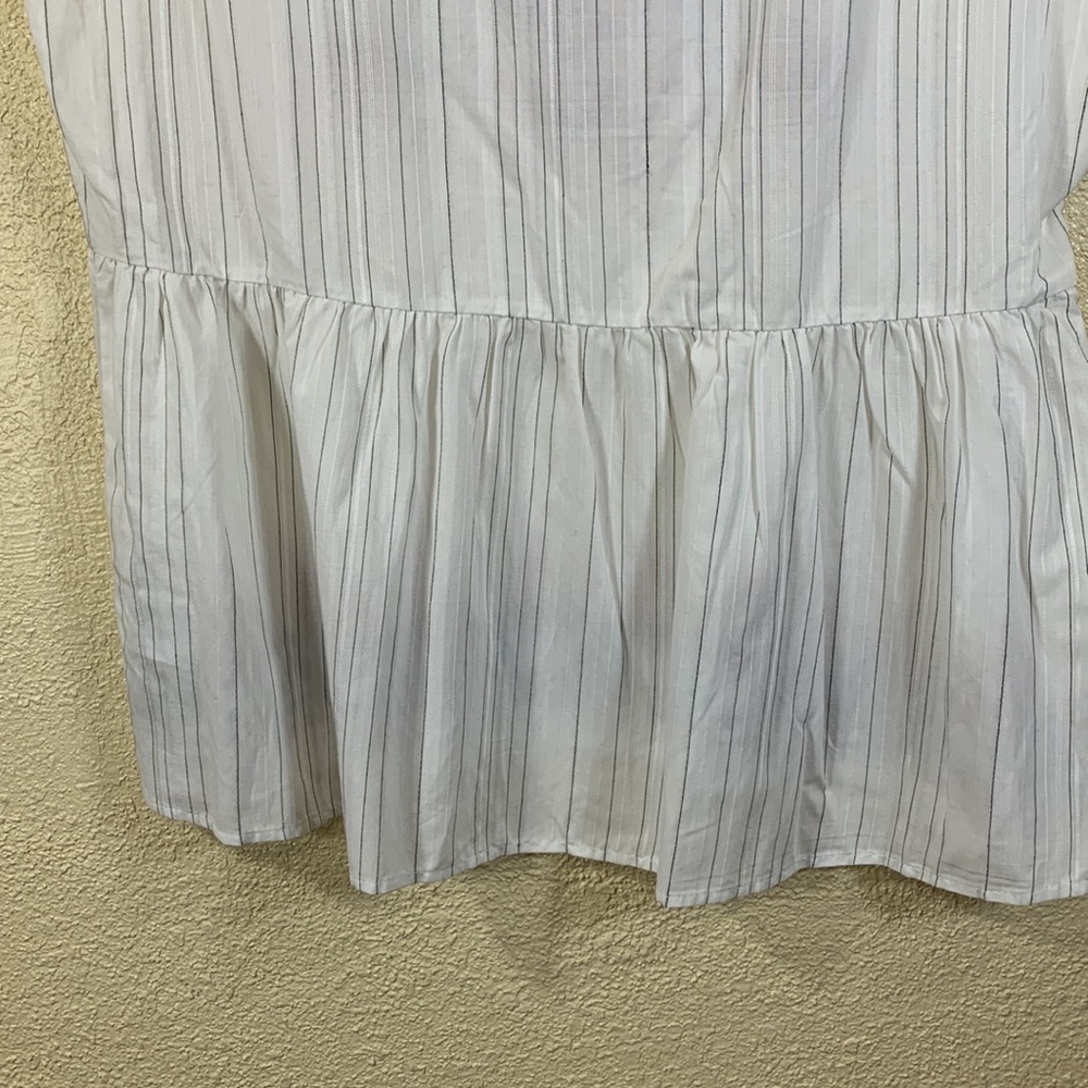 Knox Rose Top Blouse White Brown Embroidered M Light Weight Sleeveless Tiered - Picture 12 of 14